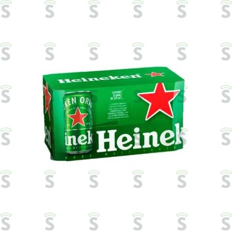 Cerveja Lager Heineken Puro Malte Lata 269ml - Pacote Com 8un - 2.1lt