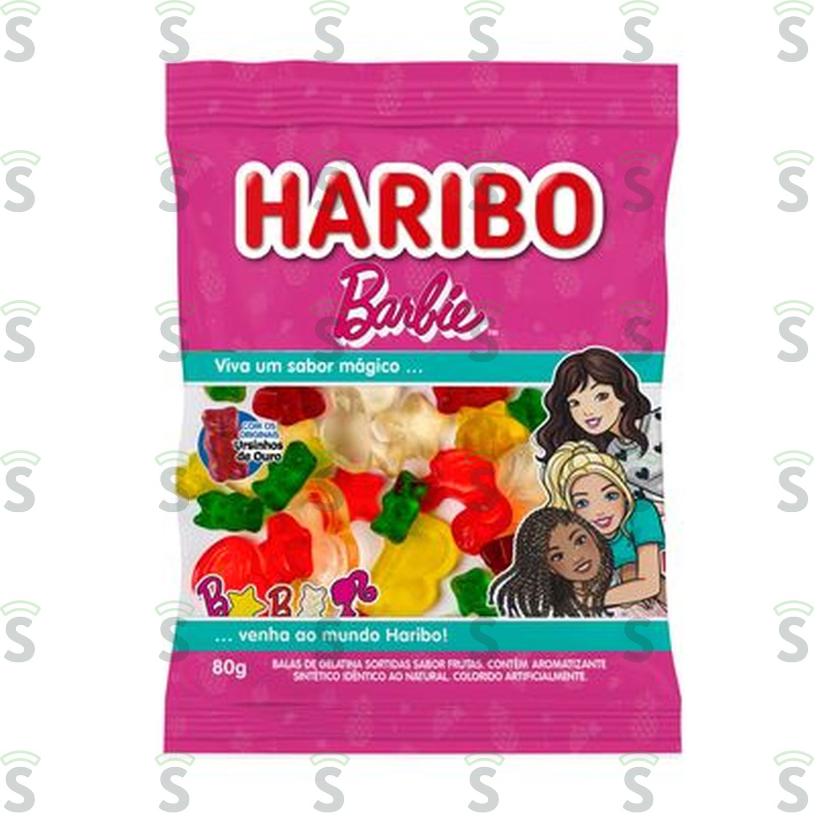Bala de Gelatina Frutas Barbie E Ursinhos de Ouro Haribo Pacote 80G