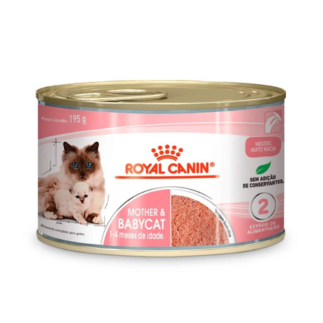 Lata Ração Úmida Royal Canin Mother & Babycat Instinctive para Gatas Gestantes/Lactantes e Gatos Filhotes 195Gr