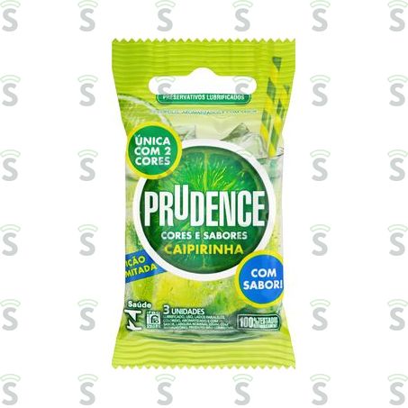  Preservativos Prudence Cores e Sabores Caipirinha Pacote 3un