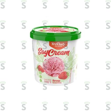  Sorvete Trivialy Soycream Morango 1lt