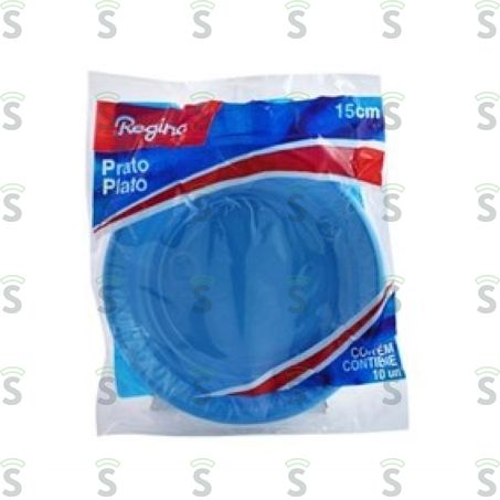  Prato Plástico Regina Azul 15cm Embalagem 10 Un
