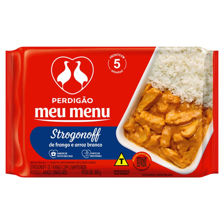 Meu Menu Perdigão 300g - Strogonoff de Frango e Arroz Branco