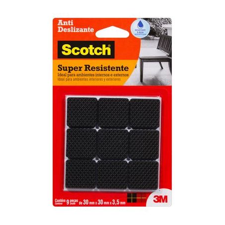 Feltro antideslizante quadrado preto gde scotch 3m c/9