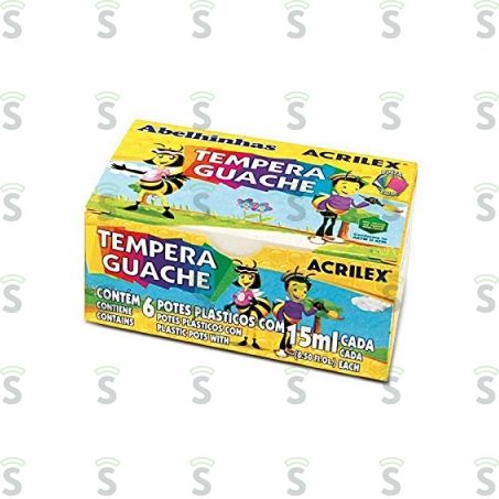  Tinta Guache Tempera Acrilex Sortida 15ml Embalagem 6 Un