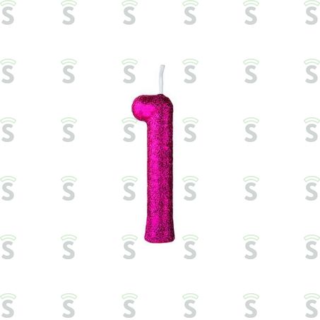  Vela de Aniversário Regina Cintilante Pink Nº1 Embalagem 1un