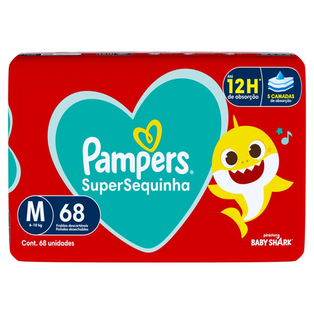 Fralda Pampers SuperSequinha M - 68/ G - 60/ XG - 56/ XXG - 50