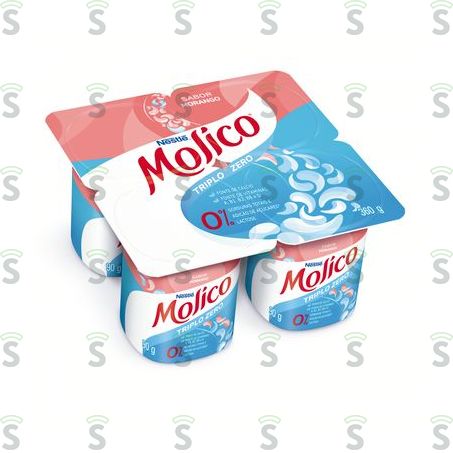  Iogurte Morango Zero Lactose Molico Bandeja 4 Unidades 360g