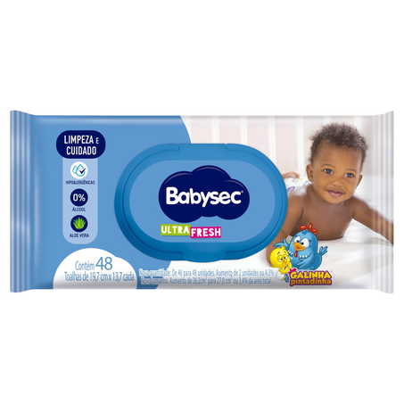 Toalhinha Umedecida Babysec Ultra Fresh - Com 48 Toalhinhas