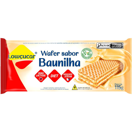 Biscoito Wafer Lowçucar 115g - Diet - Baunilha