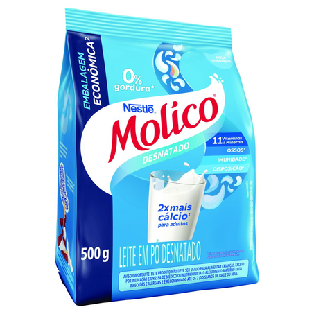 Leite em Pó Molico 500g - Total Cálcio - Desnatado - Sachê