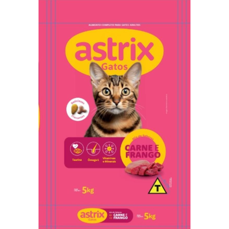 ALIMENTO P/GATOS ASTRIX ADULTO CARNE E FRANGO 5KG