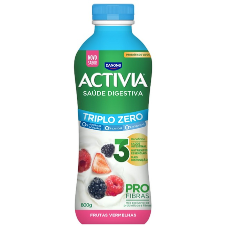 Leite Fermentado Desnatado Activia Triplo Zero Frutas Vermelhas 800g