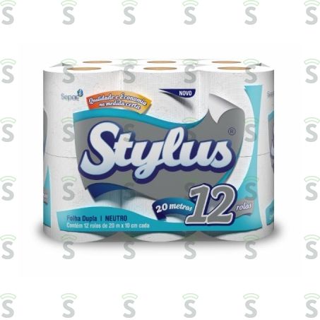  Papel Higiênico Stylus Folha Dupla Neutro 6 20m 12 Unidades