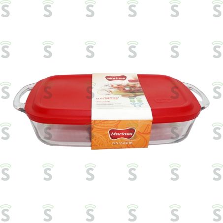  Assadeira Retangular Marinex Grande Com Tampa Plástica Unidade 3.5lt