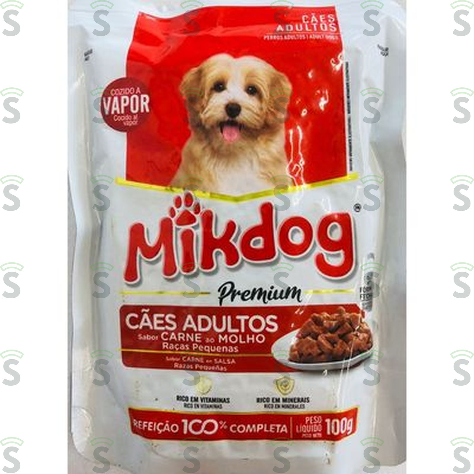 RACAO MIKDOG SC 100GR ADULTO CARNE RC PEQ