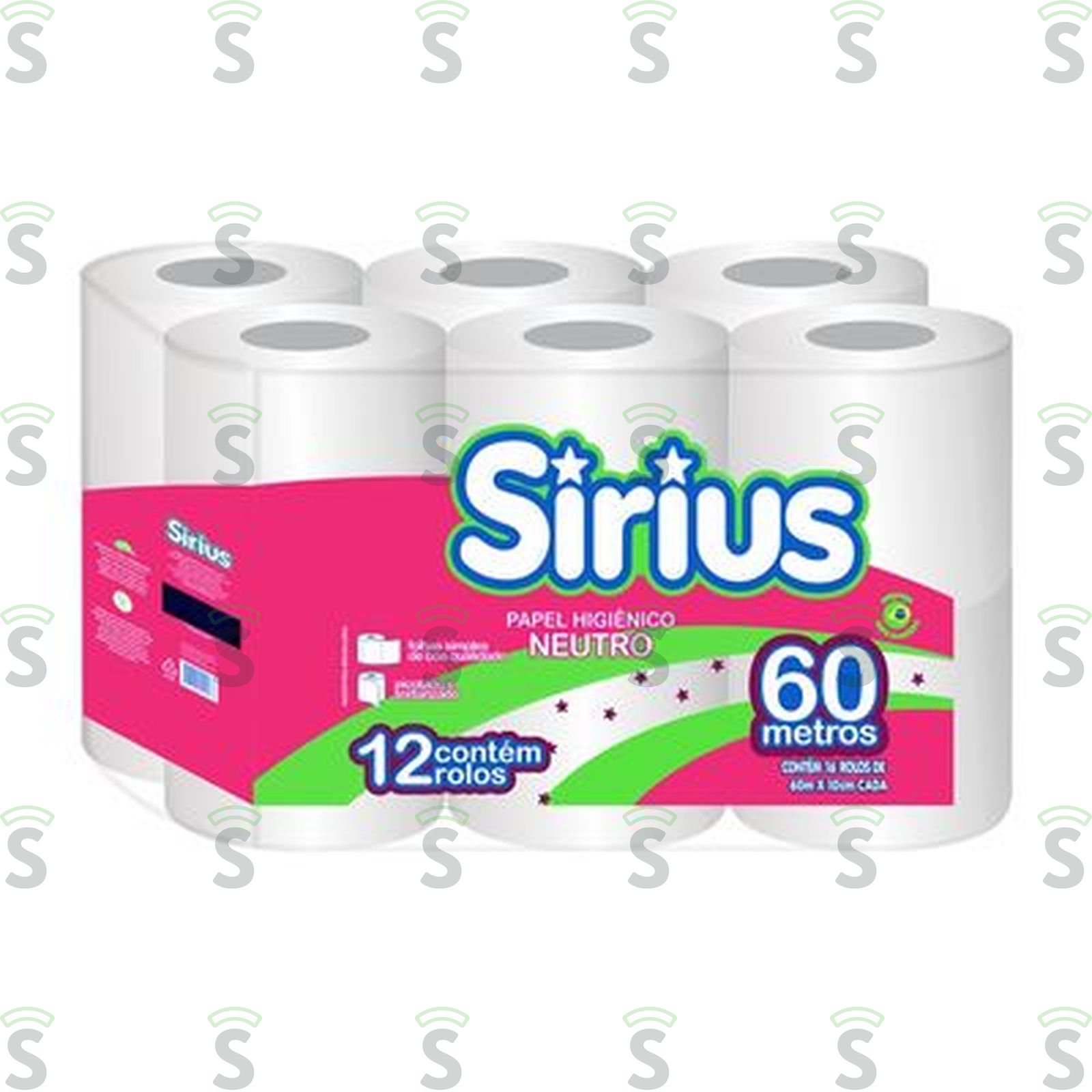 Papel Higiênico Sirius Neutro Azul Pacote 12 Rolos 60M
