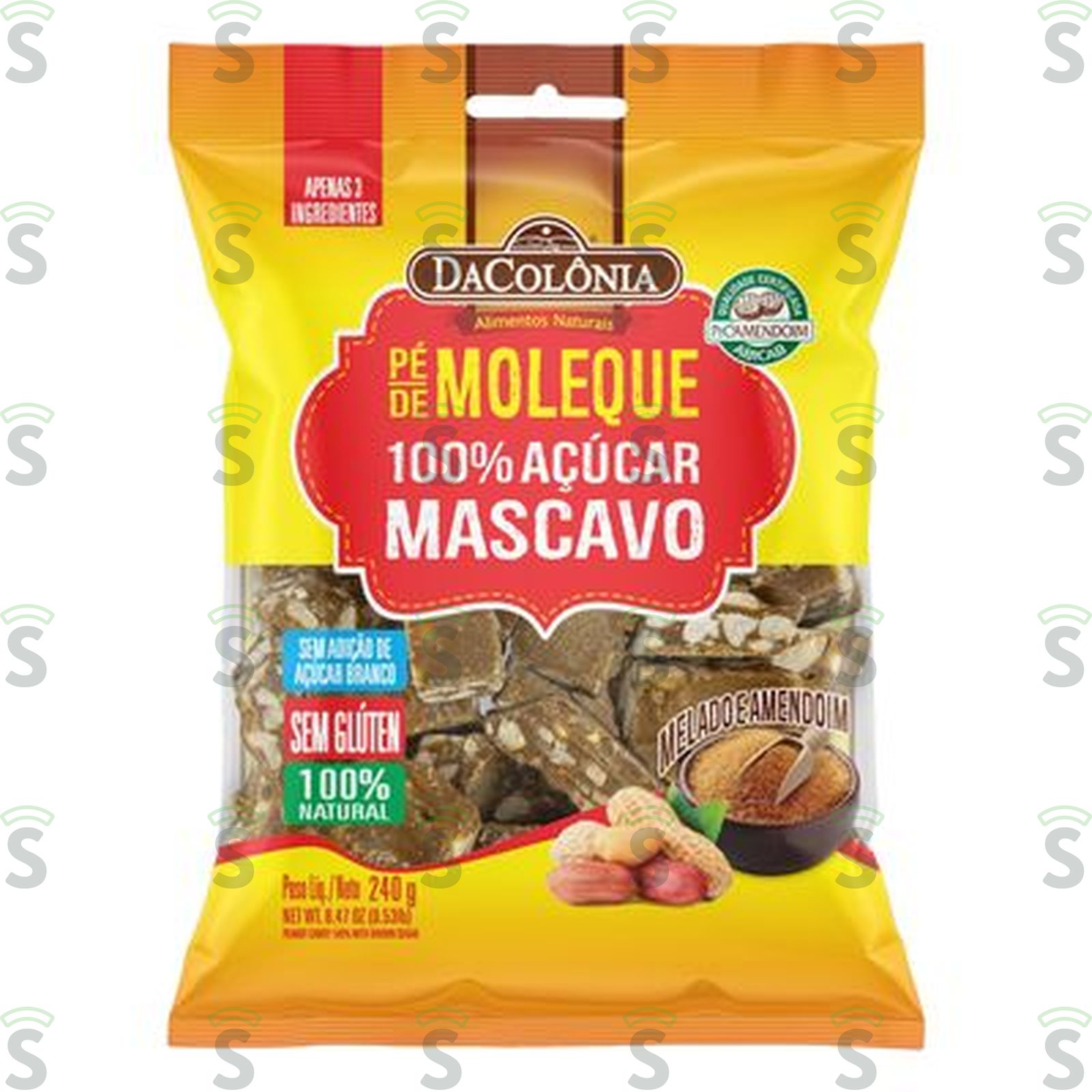 Pé de Moleque Dacolônia 100% Açúcar Mascavo E Melado Embalagem 240G