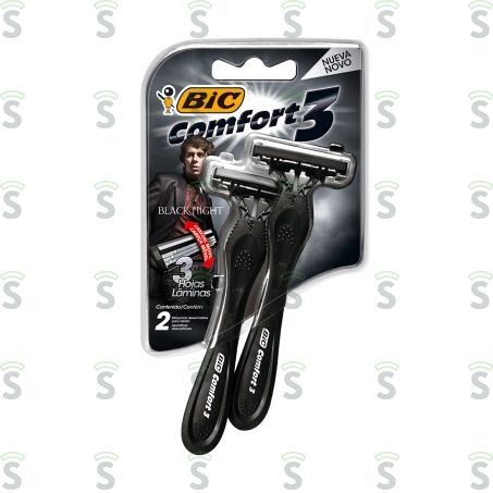  Aparelho Descartável Para Barbear Bic Comfort 3 Black Night