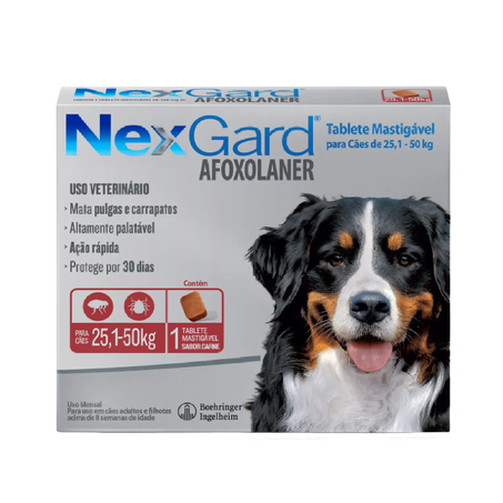 NexGard Antipulgas e Carrapatos para Cães de 25,1 a 50kg 1 tablete