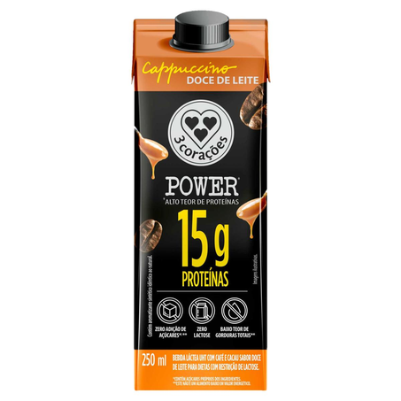 Bebida Láctea 3 Corações 250ml - 15g Proteína - Doce de Leite