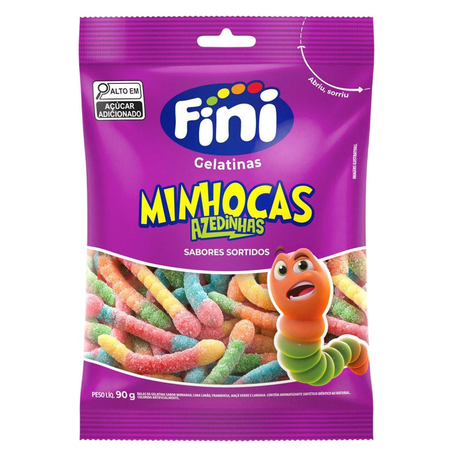 Bala de Gelatina Fini 80g - Minhocas Azedinhas