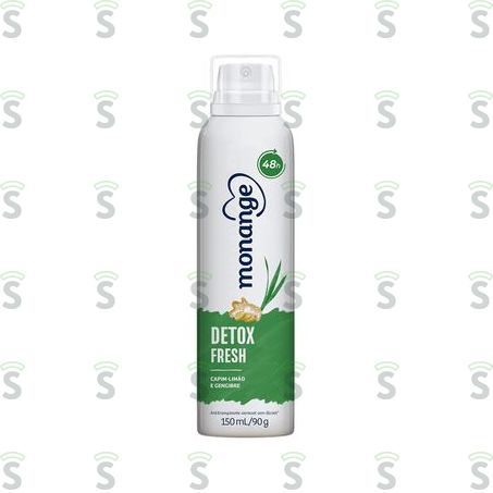  Desodorante Antitranspirante Aerossol Monange Detox Fresh Frasco Spray 150ml