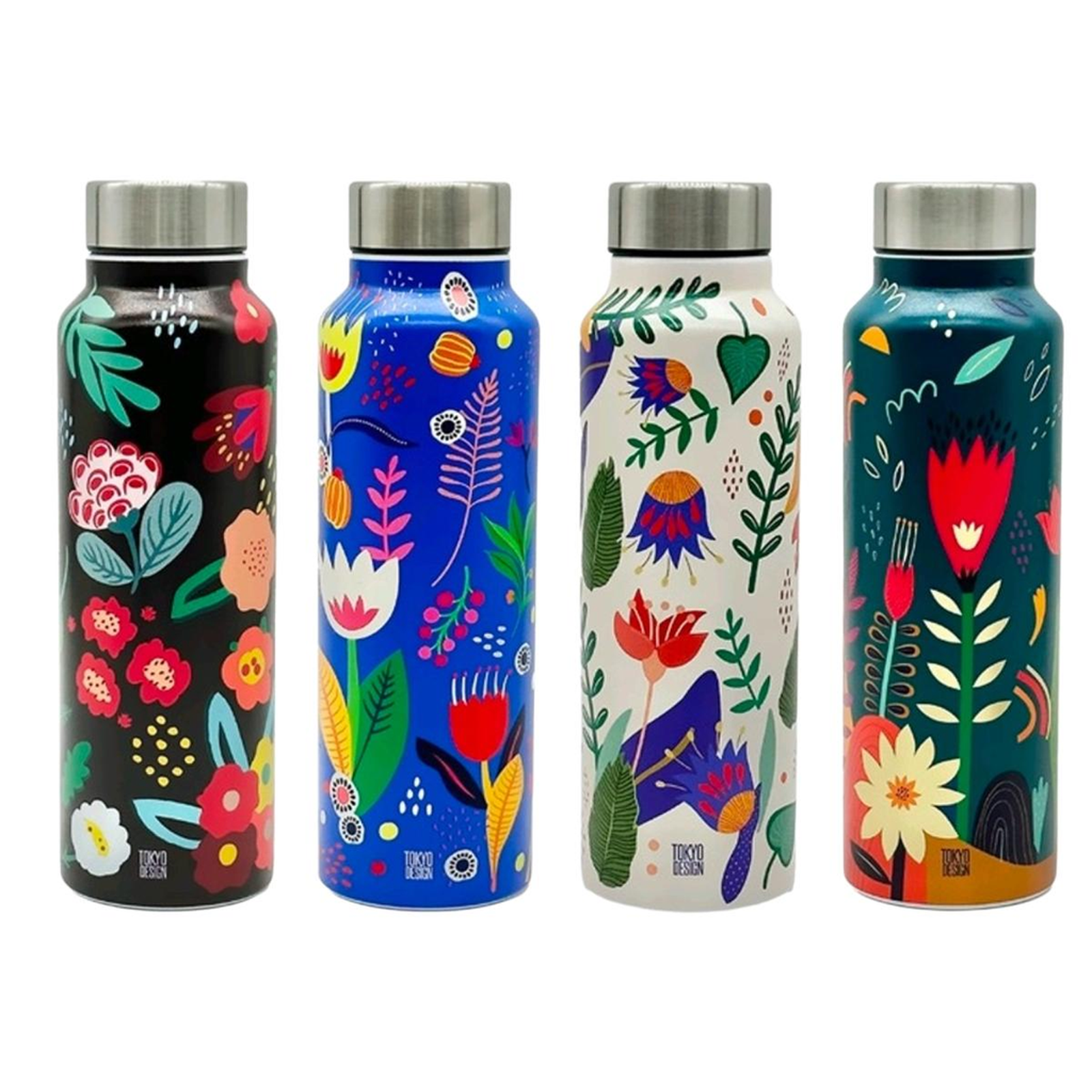 WENK　銀800　フラワーモチーフ ガラスボトル Garrafa Tokyo 800ml - Design Flower - Inox