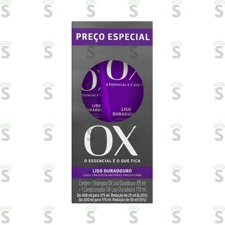  Kit Shampoo 375ml + Condicionador 170ml Ox Cosméticos Caixa 545ml