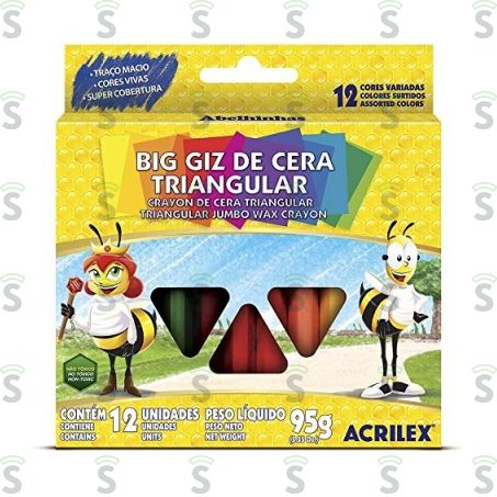  Big Giz de Cera Triangular Acrilex Embalagem 12un