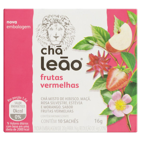 Chá Leão 20g - Frutas Vermelhas - Com 10 Saquinhos