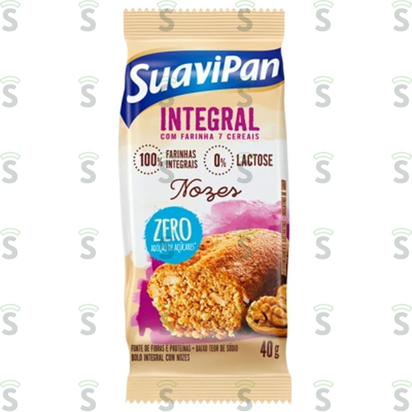 Bolo Mini Integral Suavipan Zero Nozes Embalagem 40G