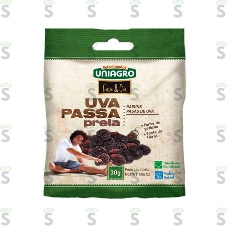  Uva Passas Preta Uniagro Sem Caroço Sachê 30g