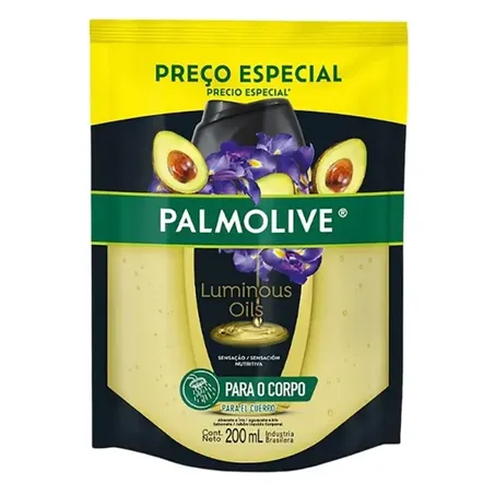 Sabonete liq palmolive luminous oil abacate iris 200ml refil