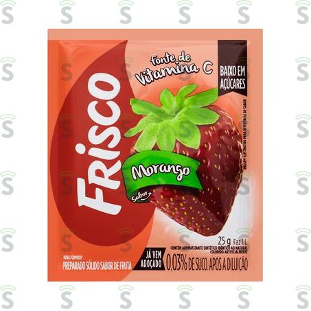  Refresco Em Pó Frisco Com Vitamina Morango Sachê 25g