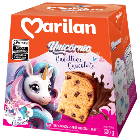 PANETTONE MARILAN UNICÓRNIO C/GOTAS DE CHOCOLATE CAIXA 300G