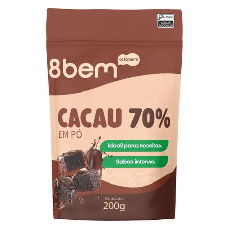 Cacau em pó 8bem 70% pacote 200g