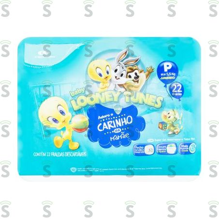  Fraldas Descartáveis Baby Looney Tunes Jumbinho p Pacote 22un