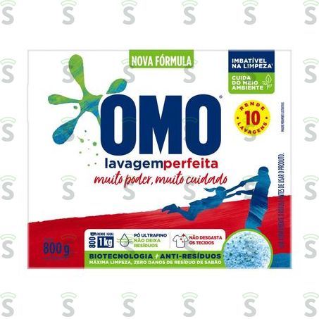  Lava Roupas Em Pó Omo Lavagem Perfeita Caixa 800gr