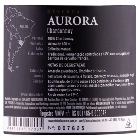 VINHO BRANCO AURORA RESERVA CHARDONNAY 750ML 360-4