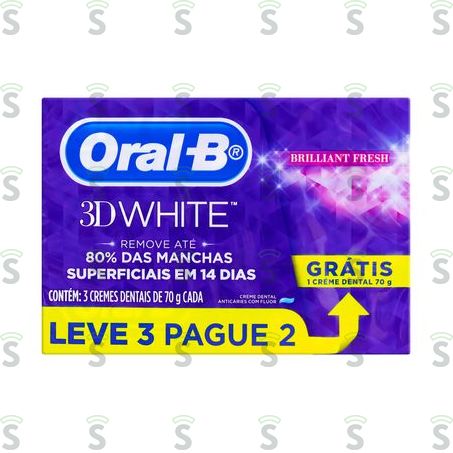  Creme Dental Oral-b 3d White 70g Oferta Embalagem 3un