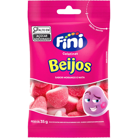 Bala de Gelatina Fini 35g - Beijos - Morango