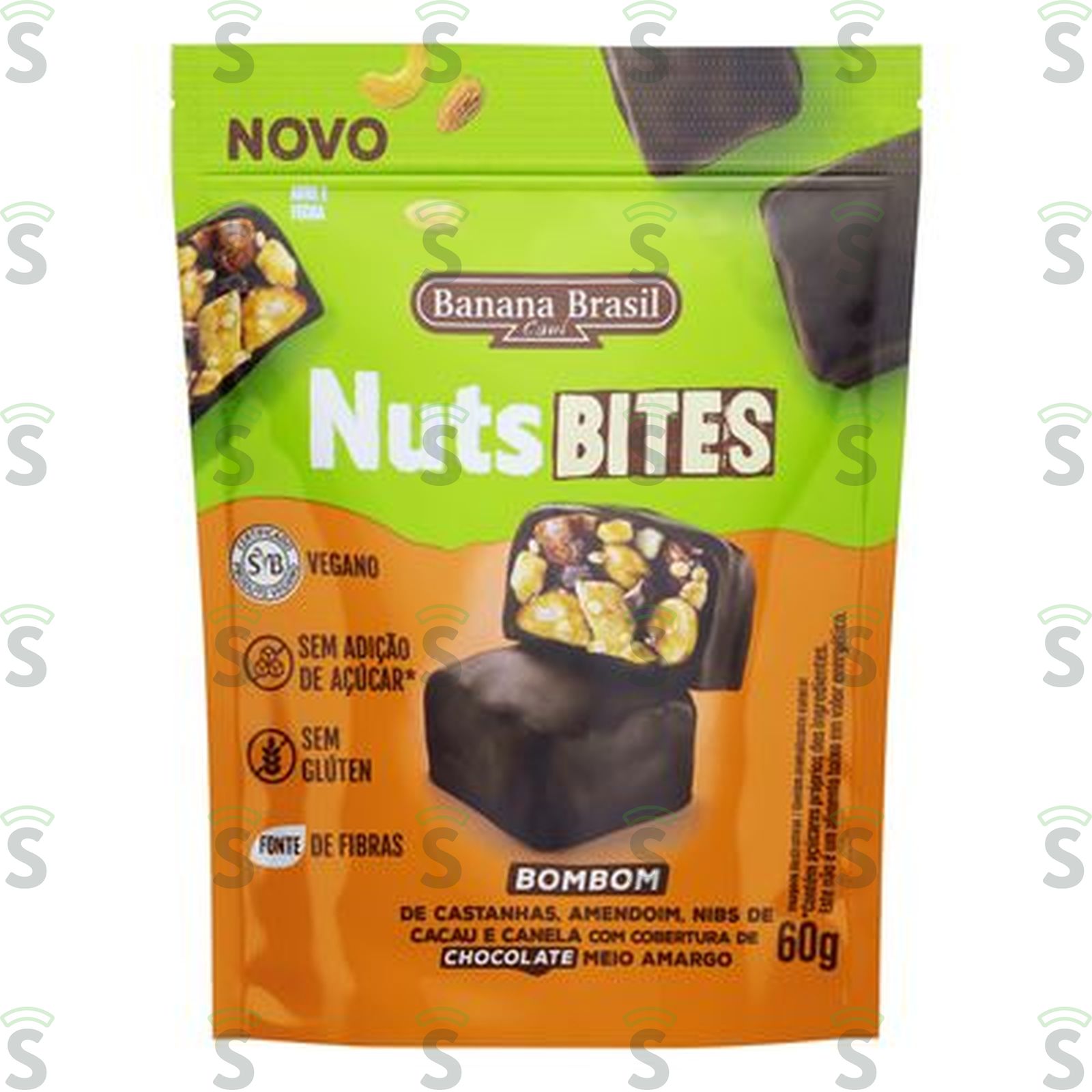 Bombom Castanhas, Amendoim, Nibs de Cacau E Canela Banana Brasil Nuts Bites Pouch 60G