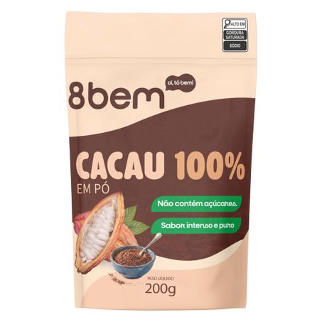Cacau em pó 8bem 100% pacote 200g