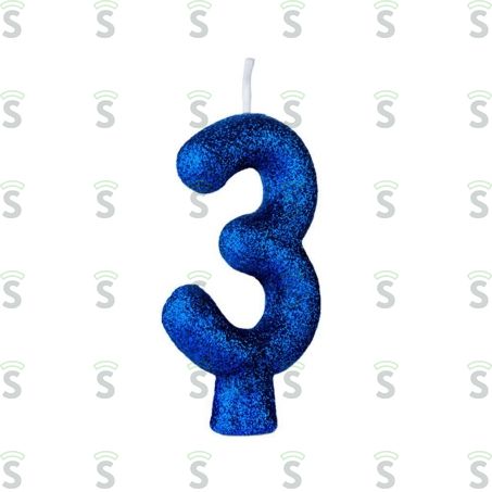  Vela de Aniversário Regina Cintilante Azul N3 Embalagem 1un