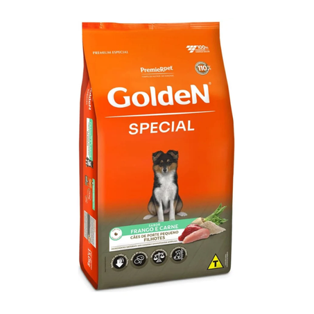 Ração Golden Special Cães Filhotes Porte Pequeno Frango e Carne 3Kg