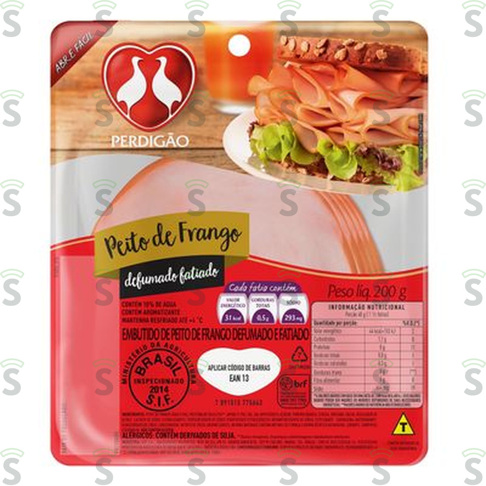 Peito de Frango Defumado Perdigão Fatiado Embalagem 200G