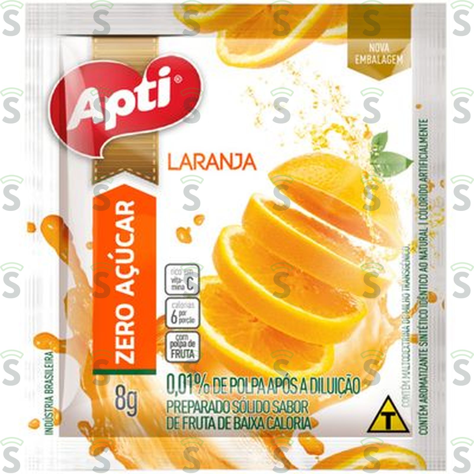 Refresco em Pó Apti Zero Laranja Embalagem 8G
