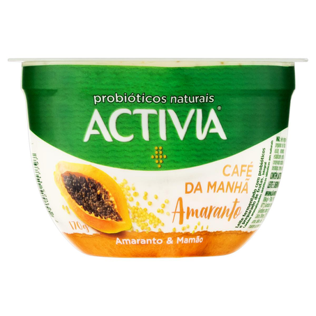 Leite Fermentado Activia 170g - Café da Manhã - Amaranto e Mamão