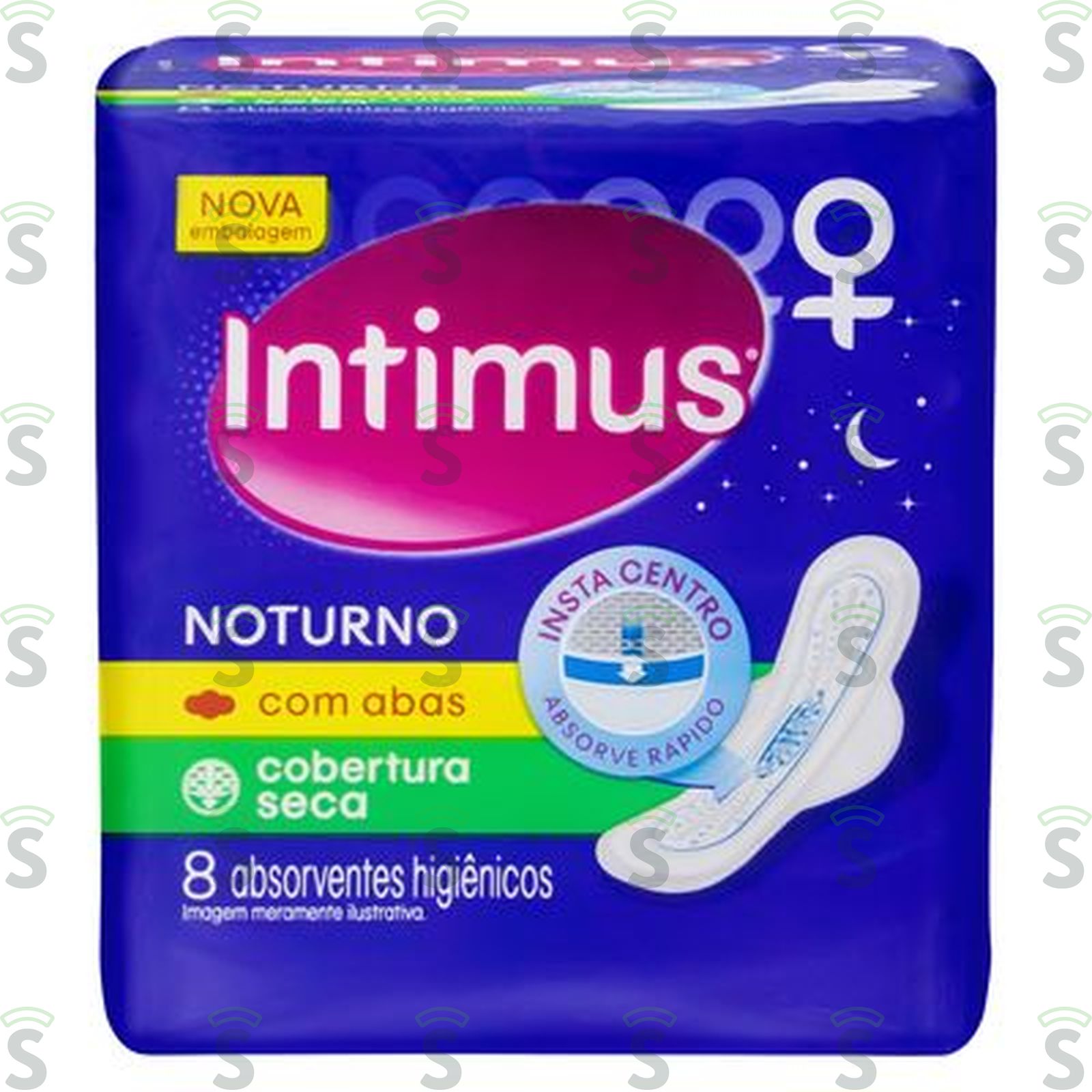 Absorvente Intimus Noturno Cobertura Seca com Abas Pacote 8UN